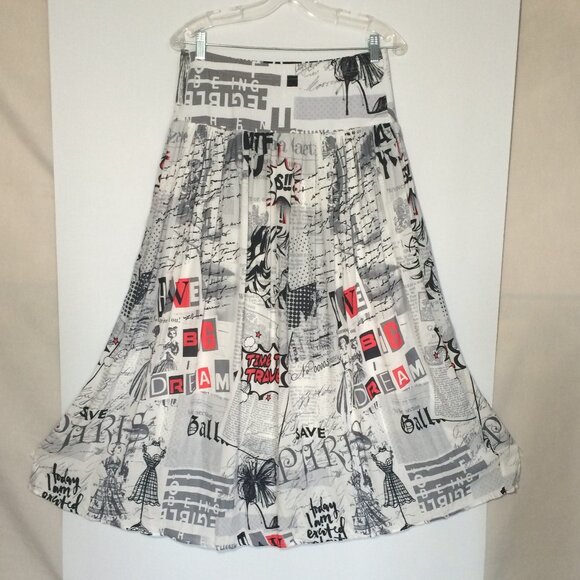 Dolcezza Womens Pleated Skirt Small Paris Travel Fashion Print Polyester - Picture 1 of 10